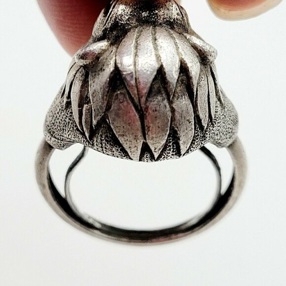Vintage Lion Head Ring Sterling Silver King of The Jungle Brutalist Sizer Inside - Picture 11 of 11